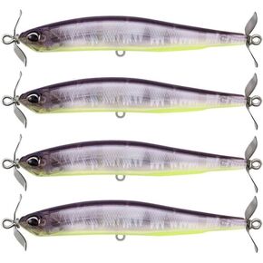 Realis DUO Realis Spybait 80 مم/3.14 بوصة، حزمة من 4 - طعم سبينبيت صلب ممتاز، بروبيت، طعم سباحة نابض بالحياة لباس سمك السلمون المرقط الكرابي، طُعم صيد السمك البطيء، جودة يابانية ممتازة
