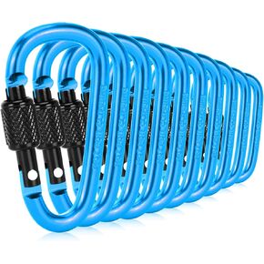 10 Pack Carabiner Clip, 2.28 inch Aluminum D-Ring Shape Locking Carabiners, Snap Hook Sport Accessories for Outdoor Camping Hiking