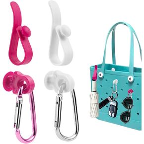 Hooks Set Accessories Compatible for Bogg Bag, Bogg Bag Accessories, Bag Hanging Hooks for Charms Key Pouch Earphone Tassel Cup, Compatible for Small & Large Beach Bags, 4 Pcs