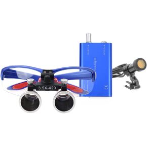 EustomA 3.5X Binocular Loupes Magnifier with 5W LED Clip on Headlight Optical Glass Headlamp with Two Clips Adjustable Cloth Bag DY-409-3.5X (Black)