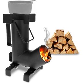 Neature Fold Up Rocket Stove - Lightweight Portable Wood Burning Camping Stove for Outdoor Kitchen - Carbon Steel Outdoor Wood Stove for Hiking, Picnic, Hunting, or Campground Stovetop Cooking