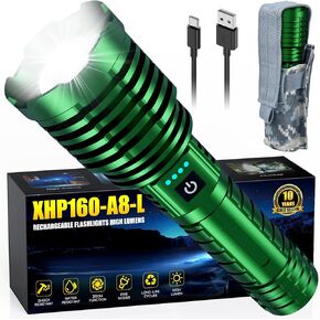 Rechargeable Flashlights 2400000 High Lumens, Super Bright LED Flashlight Battery Powered|30H Long Life|Holster| Zoomable 5 Modes|Output|Waterproof|Powerful Tactical Flashlights for Emergency, Camping