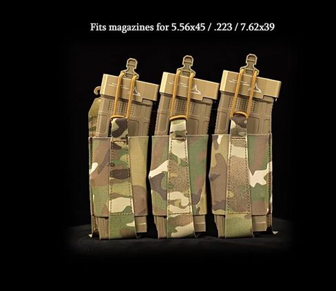 Triple Elastic Mag Front Flap,556 762 Tactical Vest Mag Pouch with G Hooks and Hook Backing in Saudi Arabia