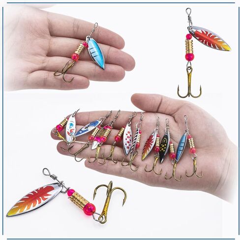 Goture سمك السلمون المرقط السحر الصيد الدوار، 16pcs السحر الدوار مع حقيبة حمل المحمولة، الطعوم المعدنية الصلبة ملعقة شفرة الصيد السحر عدة لباس سمك السلمون المرقط سمك السلمون بايك Walleye Crappie صيد السمك in Saudi Arabia