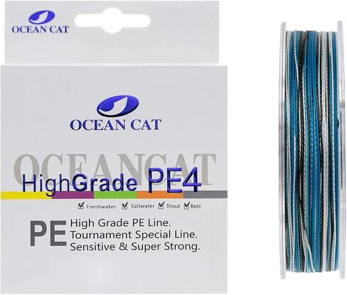 OCEAN CAT 4 Strands Braided Fishing Line Zero Stretch Smooth Smaller Diameter Abrasion Resistant Super Strong High Performance PE Fishing Line in Saudi Arabia