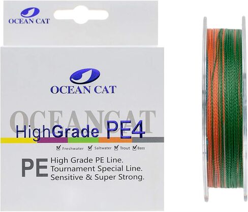 OCEAN CAT 4 Strands Braided Fishing Line Zero Stretch Smooth Smaller Diameter Abrasion Resistant Super Strong High Performance PE Fishing Line in Saudi Arabia