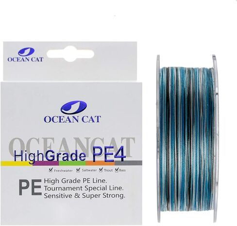 OCEAN CAT 4 Strands Braided Fishing Line Zero Stretch Smooth Smaller Diameter Abrasion Resistant Super Strong High Performance PE Fishing Line in Saudi Arabia