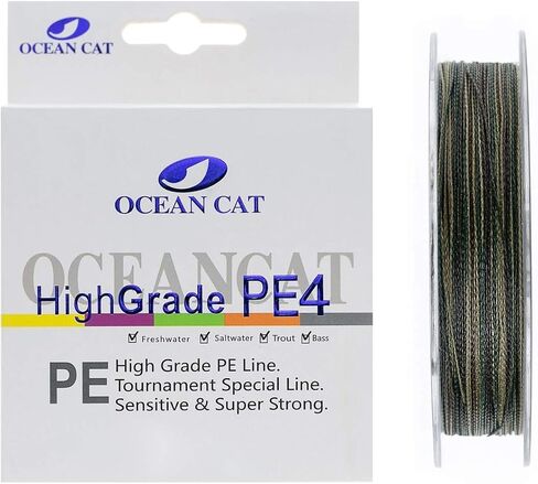 OCEAN CAT 4 Strands Braided Fishing Line Zero Stretch Smooth Smaller Diameter Abrasion Resistant Super Strong High Performance PE Fishing Line in Saudi Arabia
