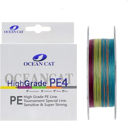 OCEAN CAT 4 Strands Braided Fishing Line Zero Stretch Smooth Smaller Diameter Abrasion Resistant Super Strong High Performance PE Fishing Line in Saudi Arabia