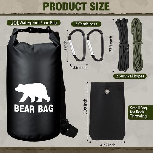 1 Set Bear Food Bag for Camping Ultralight Food Bag Hanging System Includes Waterproof Bear Bag, Nylon Ropes, Hooks for Camping Backpacking in Saudi Arabia