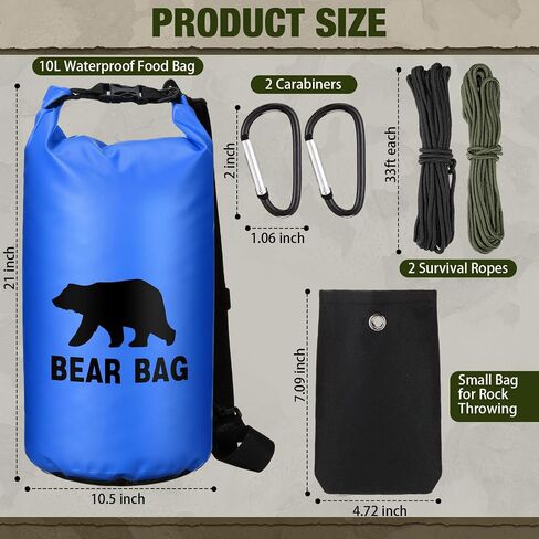 1 Set Bear Food Bag for Camping Ultralight Food Bag Hanging System Includes Waterproof Bear Bag, Nylon Ropes, Hooks for Camping Backpacking in Saudi Arabia