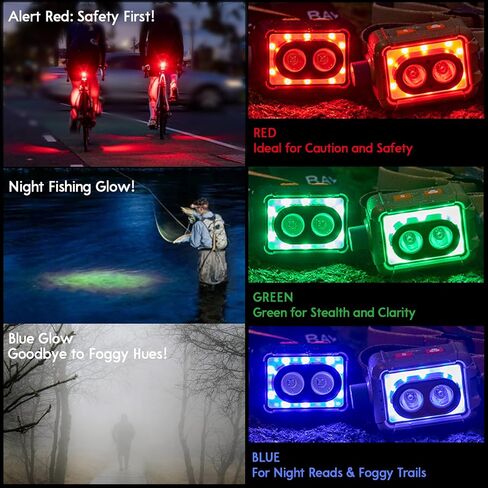 Ultra Bright 520Lumen OSRAM P9x2 LED Headlamp, RGB Flashlight, Lightweight Head Lamp, Rechargeable USB-C, Waterproof, Durable, Best for Camping, Hiking, Running, Fishing DuoTAN HL2 (Black) in Saudi Arabia