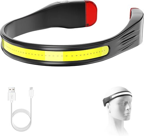 LED Headlamp, Rechargeable Headlamps with 230°Wide Beam Lightweight Head Lamp and Red Tail Light to Wear with 3 Lighting Modes Head Flashlight for Adults for Running, Hiking, Outdoors-Black in Saudi Arabia