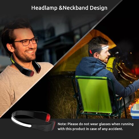 LED Headlamp, Rechargeable Headlamps with 230°Wide Beam Lightweight Head Lamp and Red Tail Light to Wear with 3 Lighting Modes Head Flashlight for Adults for Running, Hiking, Outdoors-Black in Saudi Arabia