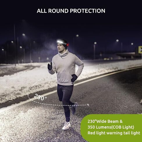 LED Headlamp, Rechargeable Headlamps with 230°Wide Beam Lightweight Head Lamp and Red Tail Light to Wear with 3 Lighting Modes Head Flashlight for Adults for Running, Hiking, Outdoors-Black in Saudi Arabia