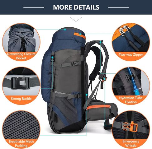 50L/60L/65L Waterproof Hiking Camping Backpack with Rain Cover, Lightweight Outdoor Sport Travel Daypack in Saudi Arabia