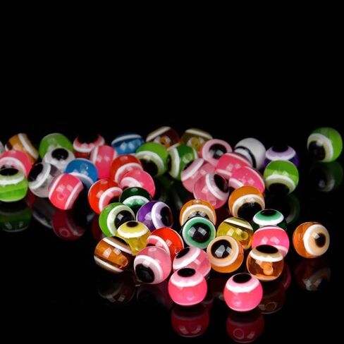 OriGlam 100pcs Soft Lure Fisheye Bead Bean Artificial Lure Eyes Fishing Lure Eyes, Fly Tying Making Artificial Eyes 3D Fish Lure Eyes Holographic Lure Eyes DIY in Saudi Arabia
