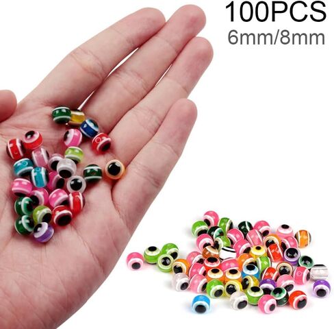 OriGlam 100pcs Soft Lure Fisheye Bead Bean Artificial Lure Eyes Fishing Lure Eyes, Fly Tying Making Artificial Eyes 3D Fish Lure Eyes Holographic Lure Eyes DIY in Saudi Arabia