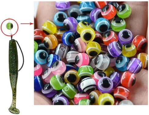 OriGlam 100pcs Soft Lure Fisheye Bead Bean Artificial Lure Eyes Fishing Lure Eyes, Fly Tying Making Artificial Eyes 3D Fish Lure Eyes Holographic Lure Eyes DIY in Saudi Arabia