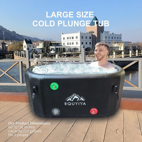 Ice Bath Tub for Athletes XL Ice Plunge Tub Compatible Water Chiller with Inlet Outlet Connection,Lid,Ladder and Hand Pump,Large Size Ice Pod for Athletes Fitness Fan to 6'9" in Saudi Arabia