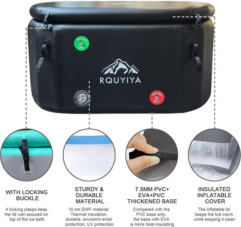 Ice Bath Tub for Athletes XL Ice Plunge Tub Compatible Water Chiller with Inlet Outlet Connection,Lid,Ladder and Hand Pump,Large Size Ice Pod for Athletes Fitness Fan to 6'9" in Saudi Arabia