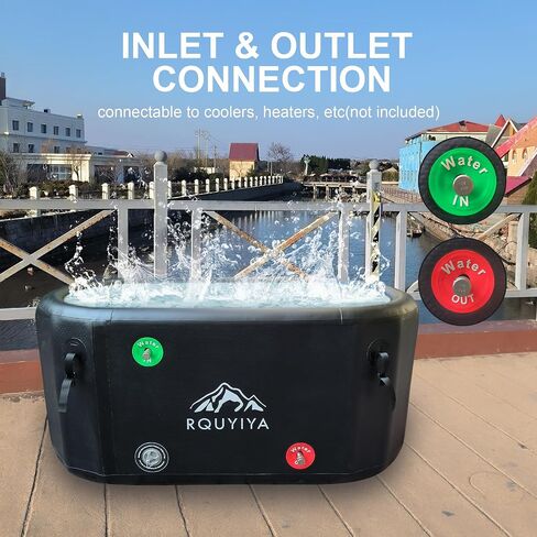 Ice Bath Tub for Athletes XL Ice Plunge Tub Compatible Water Chiller with Inlet Outlet Connection,Lid,Ladder and Hand Pump,Large Size Ice Pod for Athletes Fitness Fan to 6'9" in Saudi Arabia
