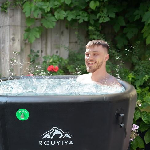 Ice Bath Tub for Athletes XL Ice Plunge Tub Compatible Water Chiller with Inlet Outlet Connection,Lid,Ladder and Hand Pump,Large Size Ice Pod for Athletes Fitness Fan to 6'9" in Saudi Arabia