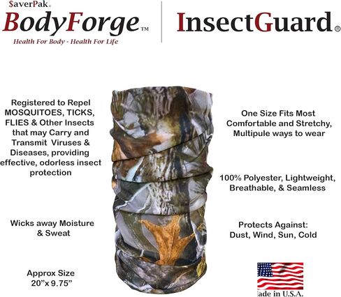 BodyForge & InsectGuard - أنبوب طارد للبعوض والذباب والقراد والمزيد من الحشرات المعالجة بالبيرميثرين (بيزلي أبيض) in Kuwait