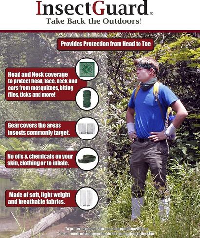 BodyForge & InsectGuard - أنبوب طارد للبعوض والذباب والقراد والمزيد من الحشرات المعالجة بالبيرميثرين (بيزلي أبيض) in Kuwait