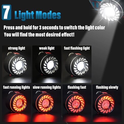 1PC LED Headlamp USB Rechargeable Head Lamp 7 Lighting Modes with Red Light,IPX4 Waterproof Ultra Bright Outdoor Headlamp Flashlight for Outdoor Camping, Bike,Running, Cycling,Climbing in Saudi Arabia