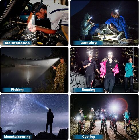 1PC LED Headlamp USB Rechargeable Head Lamp 7 Lighting Modes with Red Light,IPX4 Waterproof Ultra Bright Outdoor Headlamp Flashlight for Outdoor Camping, Bike,Running, Cycling,Climbing in Saudi Arabia