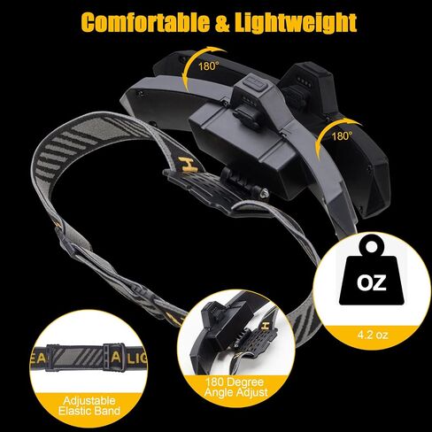 LED Rechargeable Headlamp Super Bright, IPX4 Water Resistant Lightweight Head Light with Motion Sensor for Adult, 6 Modes COB Head Flashlight with White+Red Lights for Camping/Fishing in Saudi Arabia