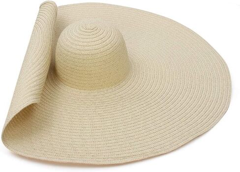 قبعة GEMVIE كبيرة الحجم من القش للنساء قبعة صيفية ذات حافة واسعة وقابلة للتعبئة من القش للشاطئ in Kuwait
