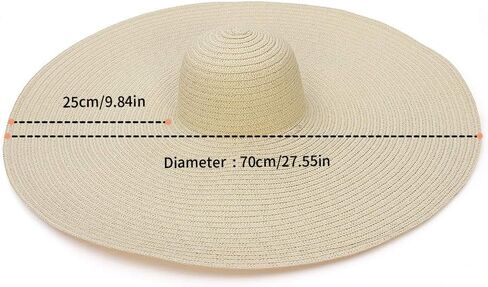 قبعة GEMVIE كبيرة الحجم من القش للنساء قبعة صيفية ذات حافة واسعة وقابلة للتعبئة من القش للشاطئ in Kuwait