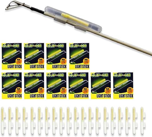 20 Pcs (10 Pack) M/L/XL Clip Fishing Rod Glow Sticks, Fishing Lights for Rods, Fishing Pole Green Light Sticks Bulk Kit in Saudi Arabia