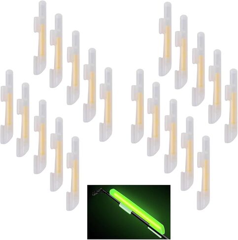 20 Pcs (10 Pack) M/L/XL Clip Fishing Rod Glow Sticks, Fishing Lights for Rods, Fishing Pole Green Light Sticks Bulk Kit in Saudi Arabia