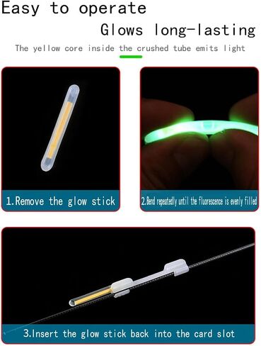 20 Pcs (10 Pack) M/L/XL Clip Fishing Rod Glow Sticks, Fishing Lights for Rods, Fishing Pole Green Light Sticks Bulk Kit in Saudi Arabia