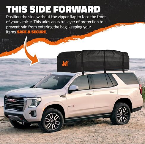 Mockins XXL 50 قدم مكعب 85 بوصة × 50 بوصة × 20 بوصة حقيبة حامل بضائع مقاومة للماء على السطح | حقيبة سقف السيارة ذات هيكل ناعم حامل بضائع لأعلى السيارة | حقيبة سقف قوية من الفينيل للتخزين العلوي للسيارة | حامل بضائع سقف السيارة in Kuwait