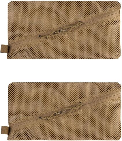 2 قطعة حقيبة تكتيكية للحمل بسحاب شبكي، إدراج منظم أدوات إدارة الحقيبة منظم السفر EDC حقيبة أدوات الزينة مجموعة حقيبة تخزين 12 × 6 بوصة (أسمر) in Kuwait