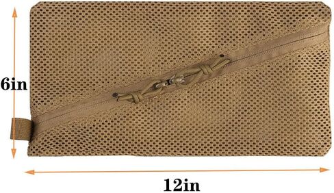2 قطعة حقيبة تكتيكية للحمل بسحاب شبكي، إدراج منظم أدوات إدارة الحقيبة منظم السفر EDC حقيبة أدوات الزينة مجموعة حقيبة تخزين 12 × 6 بوصة (أسمر) in Kuwait