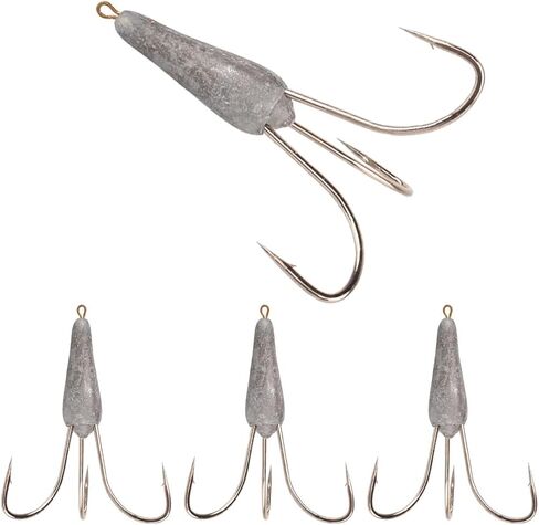 4 Pack Treble Fishing Hooks Weighted Treble Hooks Snagging Weighted Treble Bunker Snag Hooks（3 Sizes） in Saudi Arabia