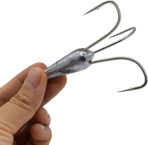 4 Pack Treble Fishing Hooks Weighted Treble Hooks Snagging Weighted Treble Bunker Snag Hooks（3 Sizes） in Saudi Arabia