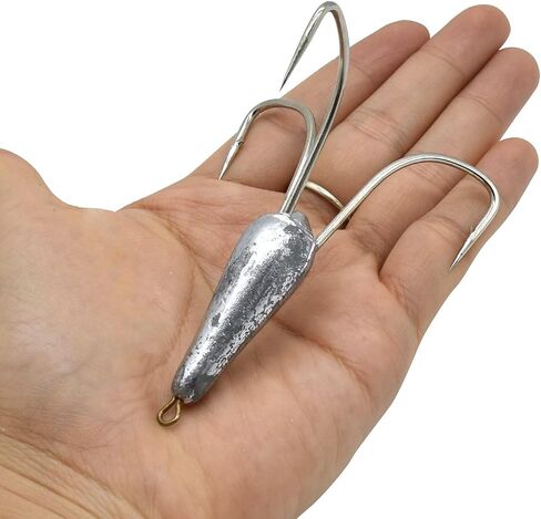 4 Pack Treble Fishing Hooks Weighted Treble Hooks Snagging Weighted Treble Bunker Snag Hooks（3 Sizes） in Saudi Arabia