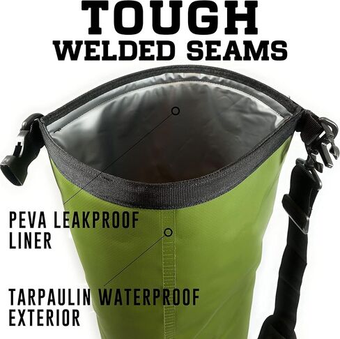 حقيبة تبريد عائمة جافة - حقيبة ظهر معزولة من الأعلى - محمولة وقابلة للطي ومقاومة للماء مع حزام كتف مبطن - مثالية للتجديف بالكاياك وصيد الأسماك والمشي لمسافات طويلة على الشاطئ - سعة 15 لتر in Kuwait