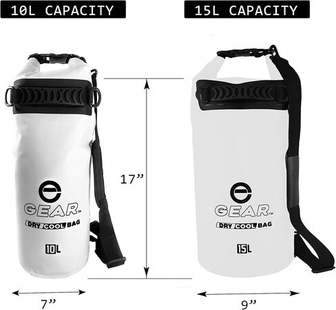 حقيبة تبريد عائمة جافة - حقيبة ظهر معزولة من الأعلى - محمولة وقابلة للطي ومقاومة للماء مع حزام كتف مبطن - مثالية للتجديف بالكاياك وصيد الأسماك والمشي لمسافات طويلة على الشاطئ - سعة 15 لتر in Kuwait