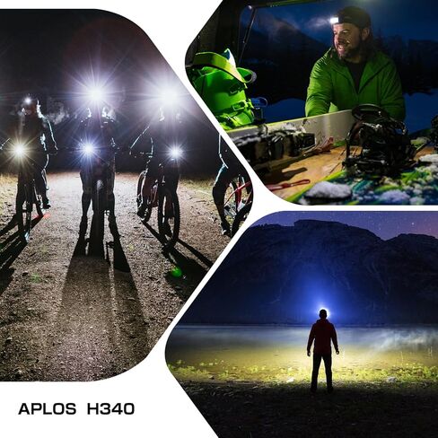 APLOS H340 headlamps led rechargeable-1500 Lumens lightweight Headlamp with 180° Swivel Base, Super Bright led headlamp rechargeable with Red Light Mode in Kuwait