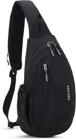 Peicees Sling Bags Men Women Shoulder Backpack Small Cross Body Chest Sling Backpack, Black in Kuwait