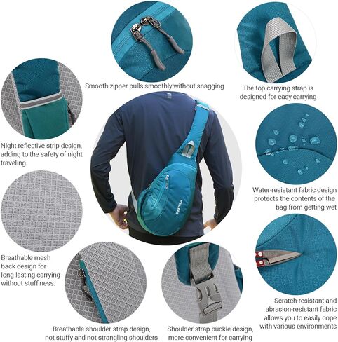 Peicees Sling Bags Men Women Shoulder Backpack Small Cross Body Chest Sling Backpack, Black in Kuwait