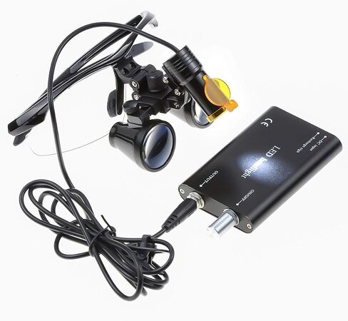 5W Lamp Clip On Type with 2.5X420MM Working Distance Binocular Loupes Magnifier Aluminum Box (Blue) in Saudi Arabia