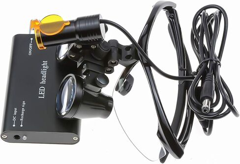 5W Lamp Clip On Type with 2.5X420MM Working Distance Binocular Loupes Magnifier Aluminum Box (Blue) in Saudi Arabia